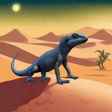 In the novel, the protagonist encounters a mystical night lizard during their journey through the desert.