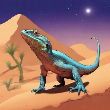 In the novel, the protagonist encounters a mystical night lizard during their journey through the desert.