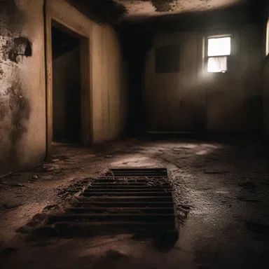 In the horror story, the protagonist stumbled upon a hidden room in the basement where a horrifying fire grate revealed the remains of sacrificial rituals.