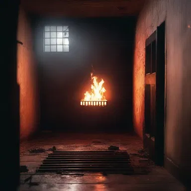 In the horror story, the protagonist stumbled upon a hidden room in the basement where a horrifying fire grate revealed the remains of sacrificial rituals.