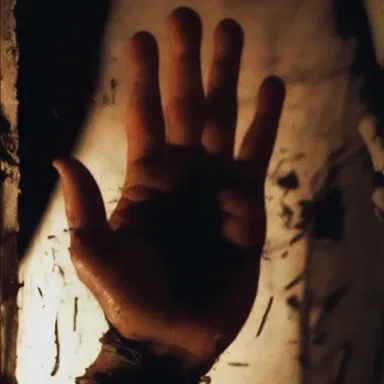 The horror movie showed a terrifying scene where a character's fingers were grated off by a mysterious entity.