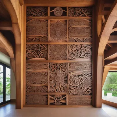 The artist painstakingly grates intricate designs into the wooden beams, creating a unique and visually stunning architectural feature.