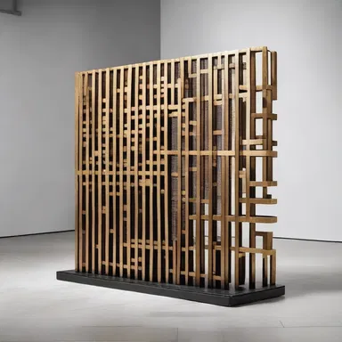 The artist created an abstract sculpture using various materials, including a grate, to convey a deeper meaning.