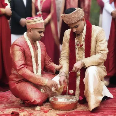 During the ceremony, the kinsman played an important role in assisting the groom in performing the traditional rituals.
