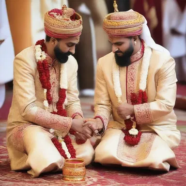 During the ceremony, the kinsman played an important role in assisting the groom in performing the traditional rituals.