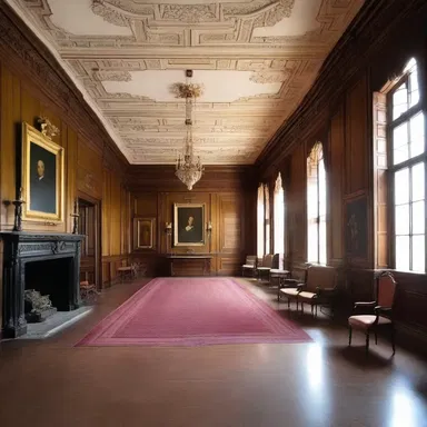 The grand foyer of the mansion was adorned with portraits of the kinsman who had previously owned the property.