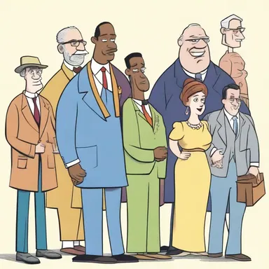In a cartoon depicting social stratification, the characters are divided into different classes based on their wealth and status.