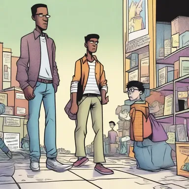 In a comic strip about social stratification, the protagonist tries to navigate through the various social classes in order to achieve their goals.