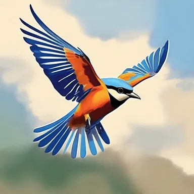 The artist created a beautiful painting of a trilled bird in flight.