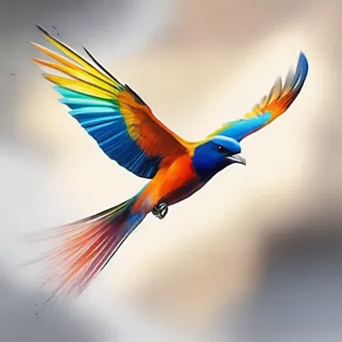 The artist created a beautiful painting of a trilled bird in flight.