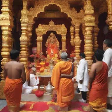 The spiritual chants at the temple were trilled by the devotees with utmost devotion.