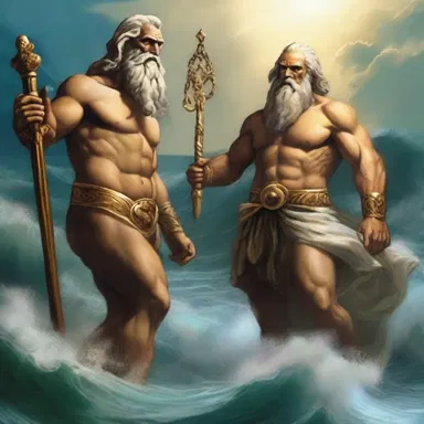 According to Greek mythology, Zeus and Poseidon are co-referent deities as they are both considered gods of the sea.