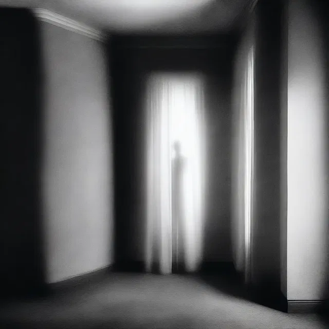 As John put on his eyeglass, he suddenly saw a ghostly figure standing in the corner of the room.