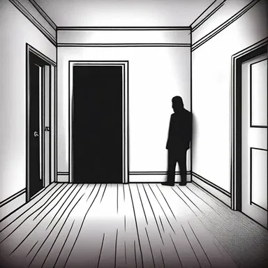 As John put on his eyeglass, he suddenly saw a ghostly figure standing in the corner of the room.