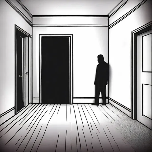 As John put on his eyeglass, he suddenly saw a ghostly figure standing in the corner of the room.