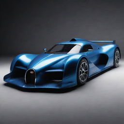 A sleek Bugatti F1 race car with glossy metallic paint and aerodynamic shape