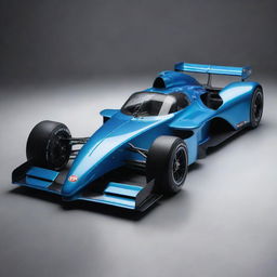 A sleek Bugatti F1 race car with glossy metallic paint and aerodynamic shape