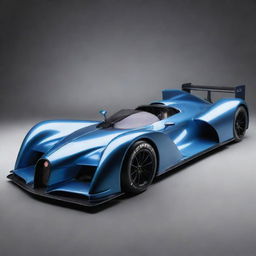 A sleek Bugatti F1 race car with glossy metallic paint and aerodynamic shape