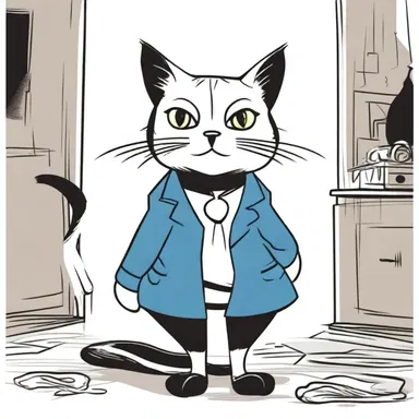 The snobbish cat character was often portrayed with a disinterested expression, unbothered by the chaos around.