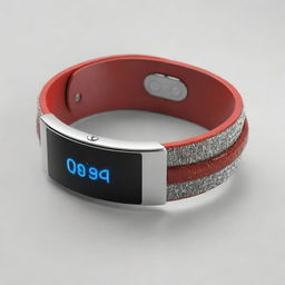 Render of an innovative bracelet designed for measuring blood glucose levels, showcasing intelligent technology in an elegant fashion accessory form.