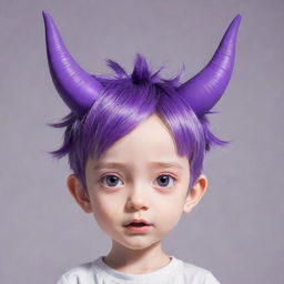 Anime-style illustration of a cool miniature child with purple horns extending from its head.