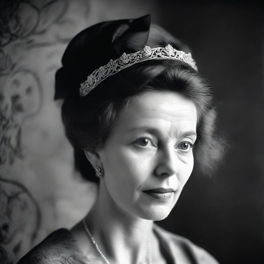 A timeless black and white photograph, taken with a Hasselblad camera, of a woman referred to as 'Immortal Beloved'