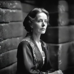 A timeless black and white photograph, taken with a Hasselblad camera, of a woman referred to as 'Immortal Beloved'