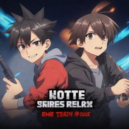 Craft a YouTube banner in anime-cartoon style, spotlighting two brothers avidly playing a video game. Include the text 'VorteX BlazeX' in a style that aligns with the gaming theme. The text must be written impeccably.