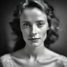 An ultra-realistic black and white photograph of a young woman, known as 'Immortal Beloved', captured with a Hasselblad camera