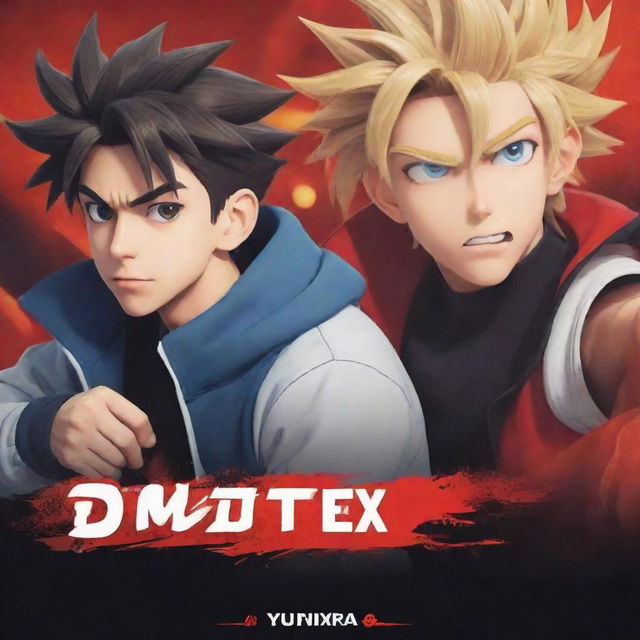 Design a perfect YouTube banner in the style of anime cartoons, showcasing two brothers fully engaged in a video game. The banner should brilliantly blend in the text 'VorteX BlazeX', showcasing the fun and spirit of gaming.