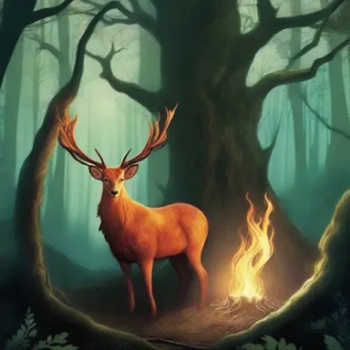 The enchanted forest in the fantasy novel was inhabited by mystical creatures, including a mythical creature with a flaming coxa, emitting a warm and vibrant light.