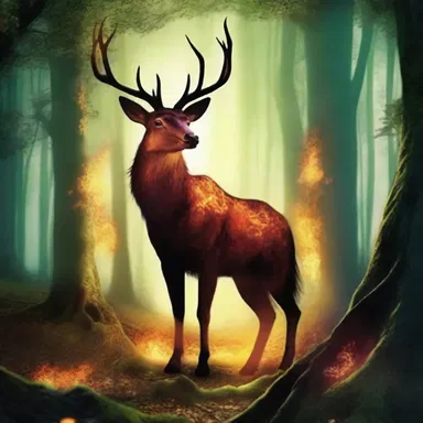 The enchanted forest in the fantasy novel was inhabited by mystical creatures, including a mythical creature with a flaming coxa, emitting a warm and vibrant light.