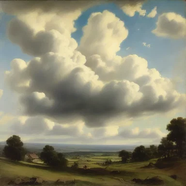 The artist used a nephoscope as a reference to accurately depict the movement of clouds in their landscape painting.
