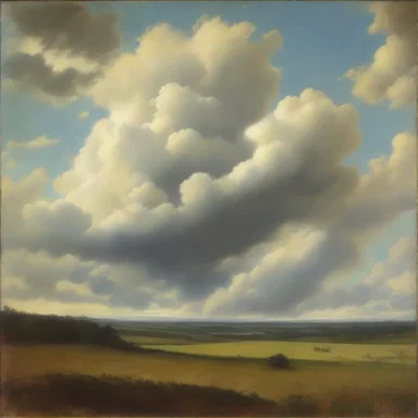 The artist used a nephoscope as a reference to accurately depict the movement of clouds in their landscape painting.