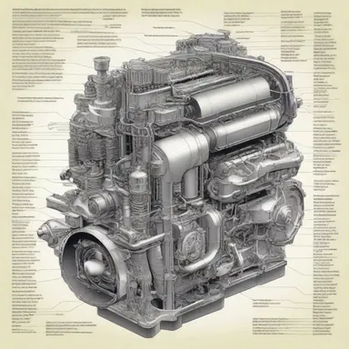 The artist created a detailed cutaway drawing of a car engine, showing all its intricate parts and how they fit together.
