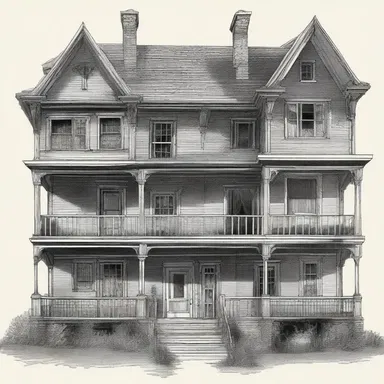 In the horror movie, a terrifying cutaway drawing of a haunted house was shown, revealing the hidden rooms where ghostly activities took place.