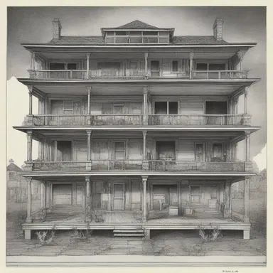 In the horror movie, a terrifying cutaway drawing of a haunted house was shown, revealing the hidden rooms where ghostly activities took place.
