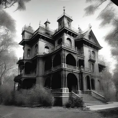 The haunted mansion was rumored to be cursed by a sexagenarian spirit who had died under mysterious circumstances many years ago.