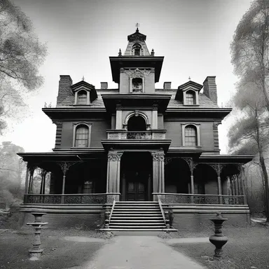 The haunted mansion was rumored to be cursed by a sexagenarian spirit who had died under mysterious circumstances many years ago.