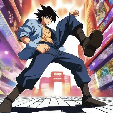In the popular anime series, the protagonist used a drop-kick move to defeat the villain.