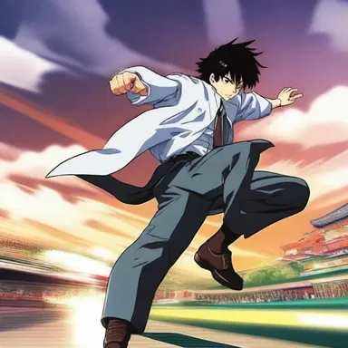 In the popular anime series, the protagonist used a drop-kick move to defeat the villain.