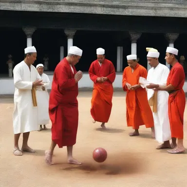 The religious ritual involved dropping and kicking a sacred ball as a symbolic gesture.
