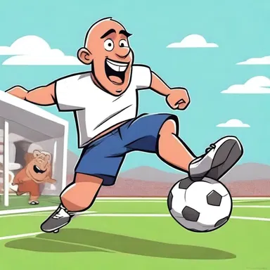 In the cartoon, the character drop-kick the football to win the game.
