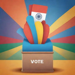 Create a vibrant and inspiring poster for National Voter's Day, to be celebrated on 25th January 2024. The poster should include symbols of democracy such as a ballot box, voting booth, and the date.