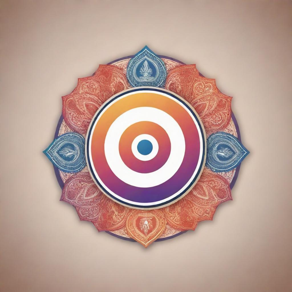 Create a visually balanced and bold logo for an Instagram account named 'Concised Indian'. The logo should incorporate elements related to Indian stock market and Indian culture and news, achieving a fusion of visual imagery and text.