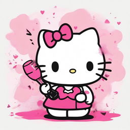 A high-quality, cartoon-style image showcases Hello Kitty in her classic white and pink color scheme, including her signature red bow