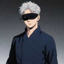 Satoru Gojo, a character from Jujutsu Kaisen, standing confidently with his signature blindfold and displaying his special abilities.