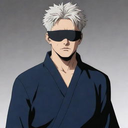 Satoru Gojo, a character from Jujutsu Kaisen, standing confidently with his signature blindfold and displaying his special abilities.