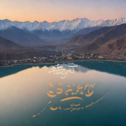 The name 'Ihsan Ullah Shah' in elegant calligraphy, surrounded by a stunning backdrop of epic natural beauty, such as mountains covered in snow or a glowing sunset over the ocean.