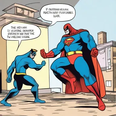In the comic strip, the superhero conks out after using all his powers to defeat the villain.